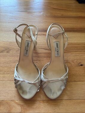 Jimmy Choo Metallic Champagne Strappy Heels